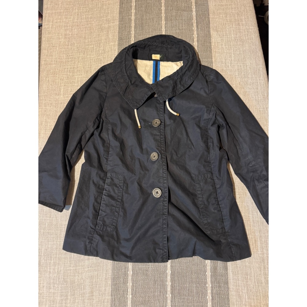 J Crew Navy Blue Cotton Waxed Look Utility Jacket Womens Size 6